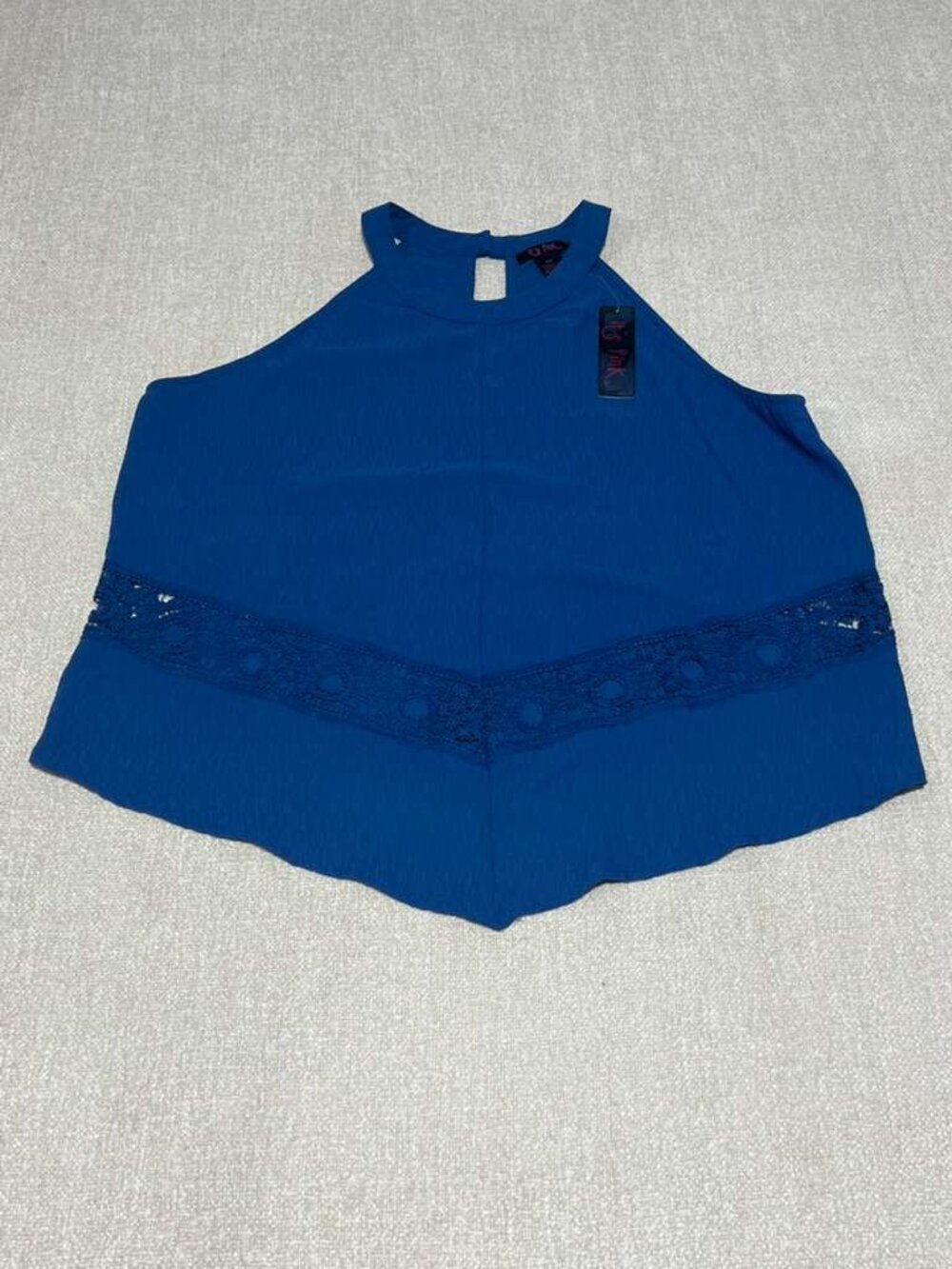 It's Pink XXL Blue Cold Shoulder Lace Trim Blouse NWT